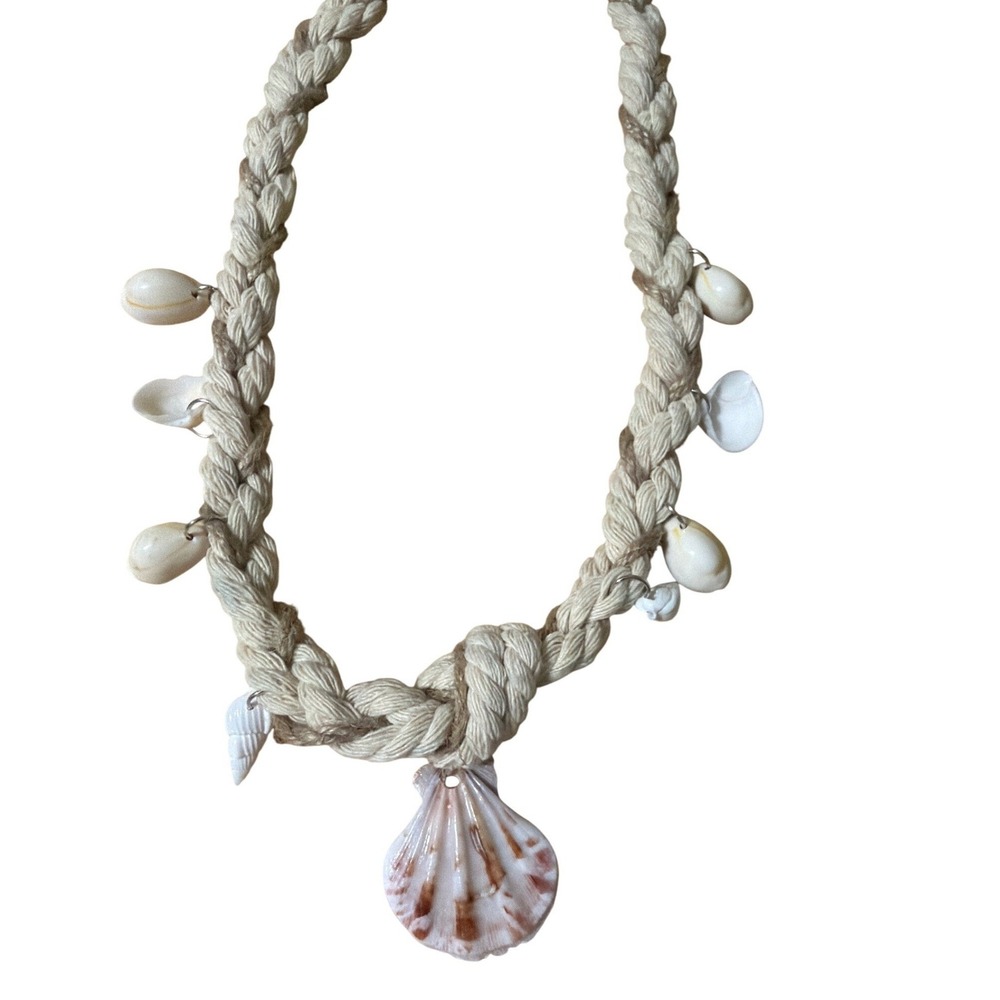 Boho Nautical Seashell‎ Rope Necklace Statement Beach Resort Style